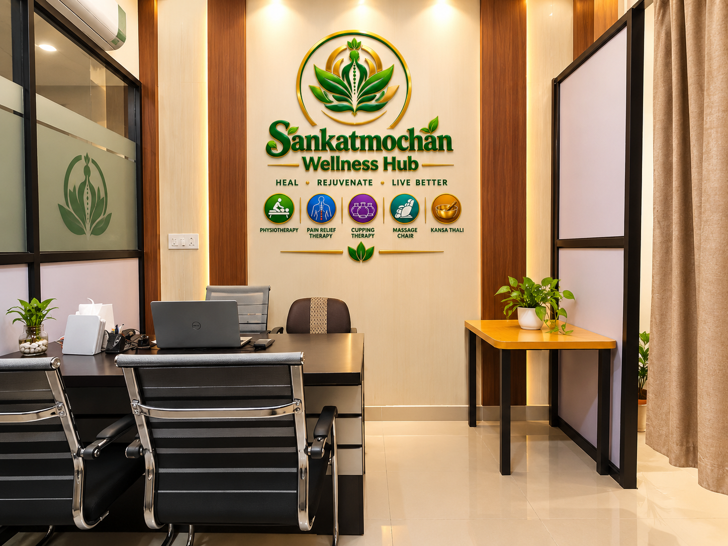 Natural wellness therapy setting with calming spa elements